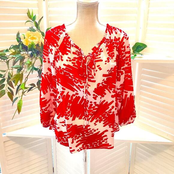 ALICE & OLIVIA RED SILK BLOUSE SIZE SMALL 1227 - Picture 1 of 6